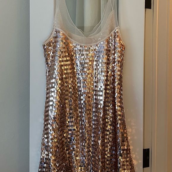 Intimately Free People Disco Fever Mini Slip Dress In Gold Size L - Picture 10 of 14